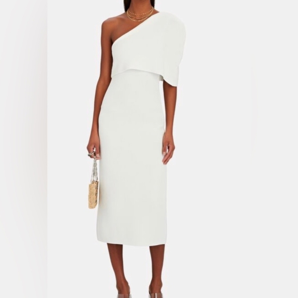 Retail $685 THE SEI One-Shoulder Knit Midi Dress